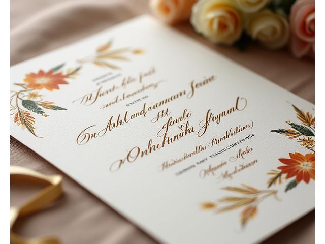 Elegant wedding invitation with custom Filipino calligraphy and cultural motifs